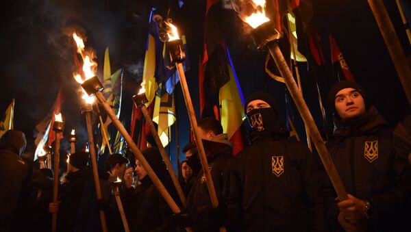 Участники факельного шествия активистов праворадикальных организаций, архивное фото - Sputnik Литва