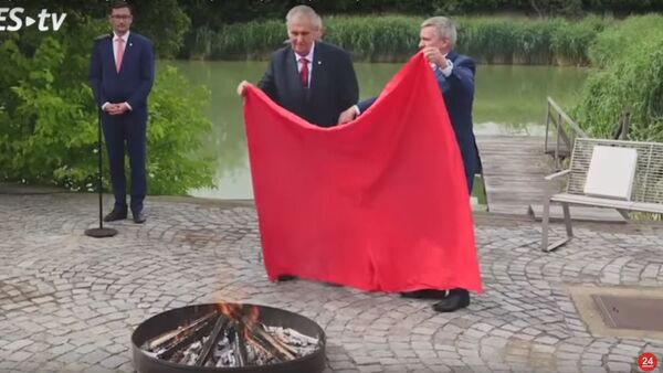 Президент Чехии сжег на костре красные трусы - Sputnik Литва