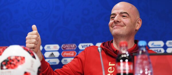 Президент ФИФА Джанни Инфантино на пресс-конференции в Москве - Sputnik Литва