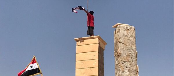 Сирийский флаг в Дейр-эз-Зор, архивное фото Сирийский флаг в Дейр-эз-Зор, архивное фото - Sputnik Lietuva