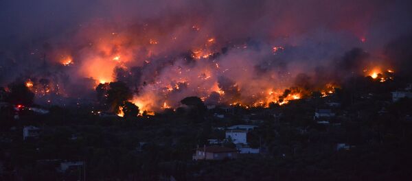 Пожары в пригороде Афин, Греция Пожары в пригороде Афин, Греция - Sputnik Литва