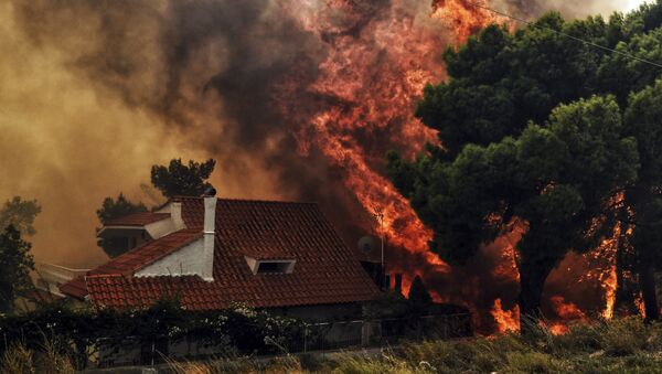Пожар в окрестностях Афин, Греция - Sputnik Литва