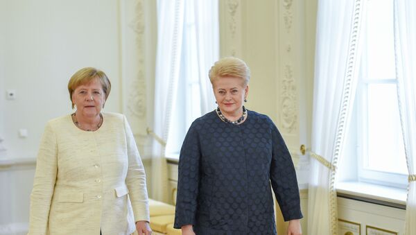 Встреча президента Литвы Дали Грибаускайте и канцлера Германии Ангелы Меркель, 14 сентября 2018 года - Sputnik Литва