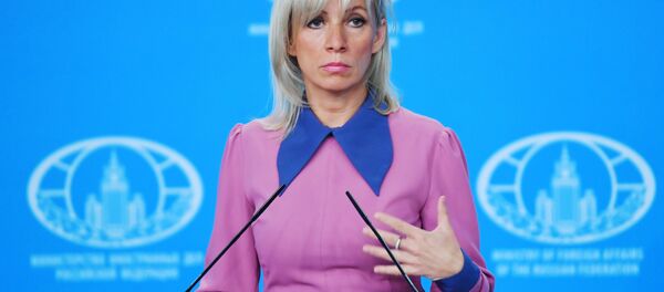 Официальный представитель министерства иностранных дел России Мария Захарова во время брифинга, архивное фото - Sputnik Литва