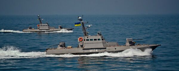 Речные бронекатера Бердянск и Аккерман проекта 58150 Гюрза во время ходовых испытаний в открытом море, архивное фото - Sputnik Литва