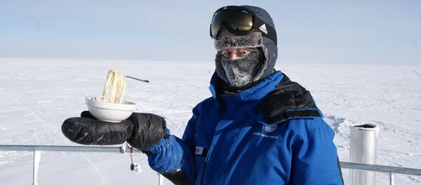 Poliarininkas su užšaldytais lakštiniais Poliarininkas su užšaldytais lakštiniais - Sputnik Lietuva
