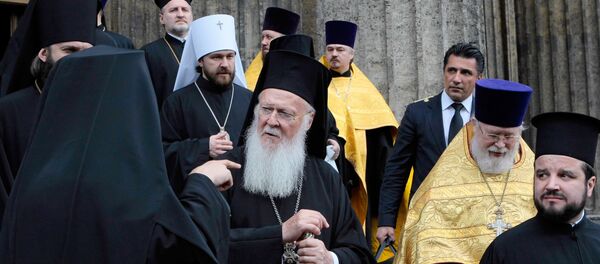 Патриарх Константинопольский Варфоломей во время визита в Санкт-Петербург - Sputnik Литва