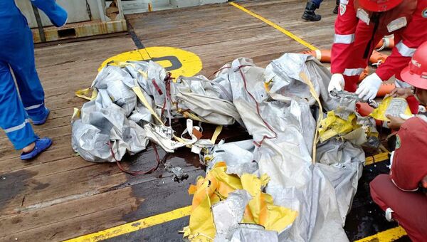 Обломки Боинга 737 разбившегося в Индонезии - Sputnik Lietuva