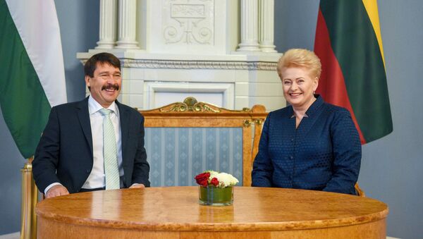 Президент Венгрии Янош Адер и президент Литвы Даля Грибаускайте - Sputnik Литва