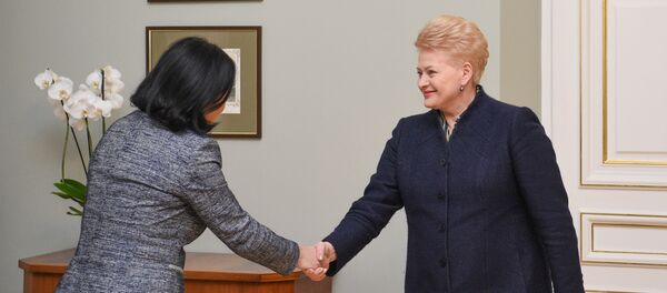 Президент Литвы Даля Грибаускайте во время встречи с еврокомиссаром по вопросам юстиции, прав потребителей и гендерного равенства Верой Юровой  - Sputnik Литва