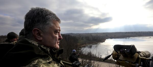 Президент Украины П. Порошенко посетил тактические учения десантно-штурмовых войск в Житомирской области Президент Украины П. Порошенко посетил тактические учения десантно-штурмовых войск в Житомирской области - Sputnik Lietuva