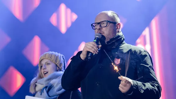 Gdansko meras Pawelas Adamowiczius per didelį labdaros koncertą 