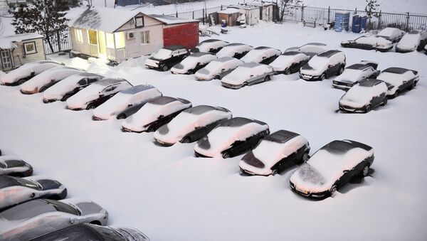 Стоянка автомобилей в снегу - Sputnik Литва