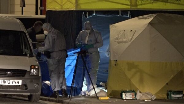 Лондонская полиция работала на месте, где мужчина напал с ножом на прохожих - Sputnik Литва