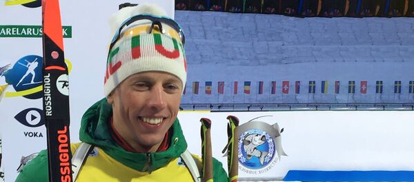 Литовский биатлонист Кароль Домбровский на чемпионате Европы в Белоруссии - Sputnik Литва