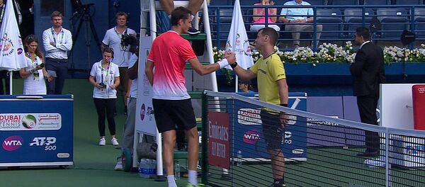 Ричардас Беранкис (справа) обыграл россиянина Дмитрия Медведева, Дубай, ОАЭ - Sputnik Литва