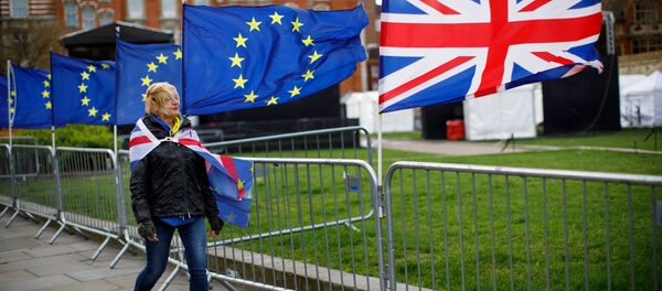 Противница Brexit около здания британского парламента, 4 марта 2019 года - Sputnik Литва