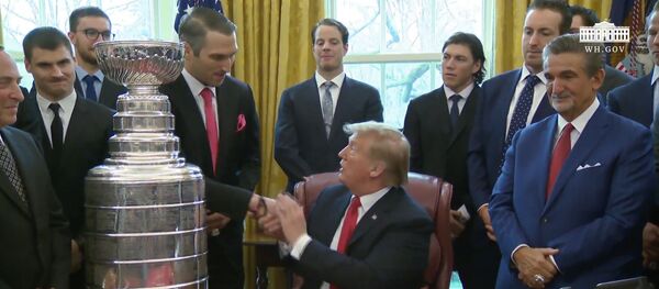 Дональд Трамп и хоккеист Александр Овечкин пообщались в Белом доме Дональд Трамп и хоккеист Александр Овечкин пообщались в Белом доме - Sputnik Lietuva