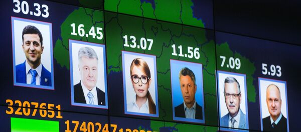 Монитор с предварительными результатами выборов президента Украины Монитор с предварительными результатами выборов президента Украины - Sputnik Lietuva