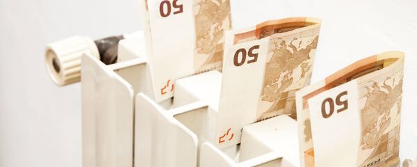 Тепловой радиатор с банкнотами евро, архивное фото Тепловой радиатор с банкнотами евро, архивное фото - Sputnik Lietuva