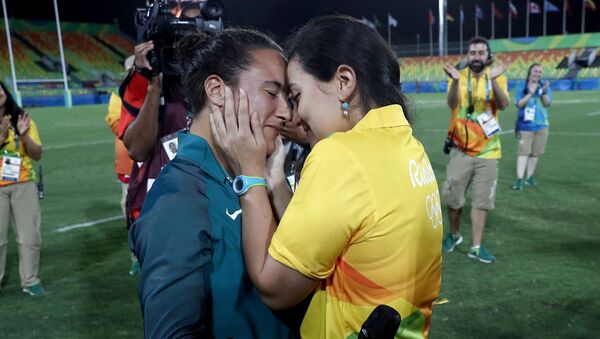 Игрок бразильской сборной по регби Исадора Церулло и ее подруга Марджори Энья - Sputnik Lietuva