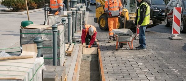Укладка велодорожки на проспекте Гедиминаса Укладка велодорожки на проспекте Гедиминаса - Sputnik Lietuva