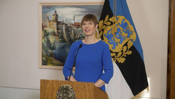 Президент Эстонии Керсти Кальюлайд на пресс-конференции в президентском дворце в Таллине, 5 апреля 2019 года - Sputnik Lietuva