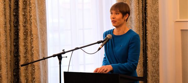 Президент Эстонии Керсти Кальюлайд на открытии Посольства в Москве - Sputnik Литва