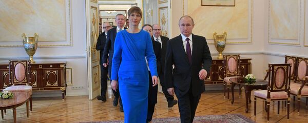Встреча президента РФ Владимира Путина и президента Эстонии Керсти Кальюлайд в Кремле, 18 апреля 2019 года - Sputnik Литва