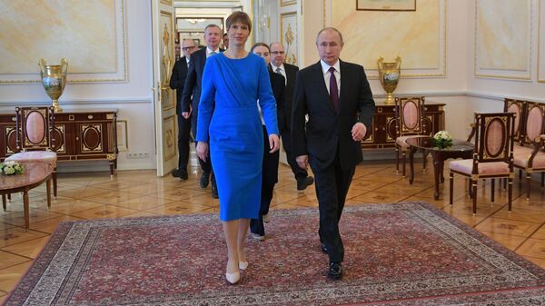 Встреча президента РФ Владимира Путина и президента Эстонии Керсти Кальюлайд в Кремле, 18 апреля 2019 года - Sputnik Литва