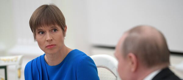 Президент РФ Владимир Путин и президент Эстонии Керсти Кальюлайд во время встречи в Кремле, 18 апреля 2019 года - Sputnik Литва