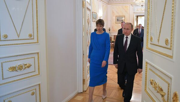 Rusijos prezidentas Vladimiras Putinas ir Estijos prezidentė Kersti Kaljulaid - Sputnik Lietuva