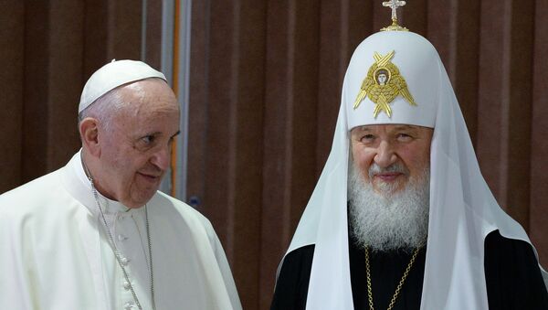 Patriarchas Kirilas ir popiežius Pranciškus  - Sputnik Lietuva