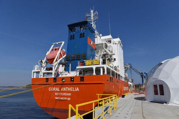 Путин дал старт первой отгрузке СПГ на заводе Криогаз-Высоцк Путин дал старт первой отгрузке СПГ на заводе Криогаз-Высоцк - Sputnik Литва