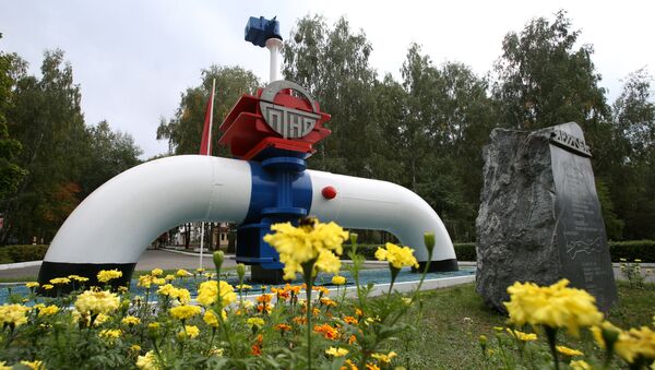 Naftotiekio Družba simbolis netoli Mozyrio miesto - Sputnik Lietuva