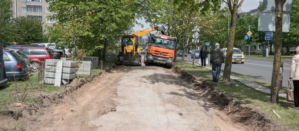 Обустройство новой велодорожки в Вильнюсе Обустройство новой велодорожки в Вильнюсе - Sputnik Lietuva