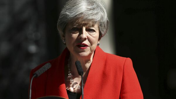 Премьер-министр Великобритании Тереза Мэй выступает с заявлением в Лондоне, 24 мая 2019 года - Sputnik Lietuva