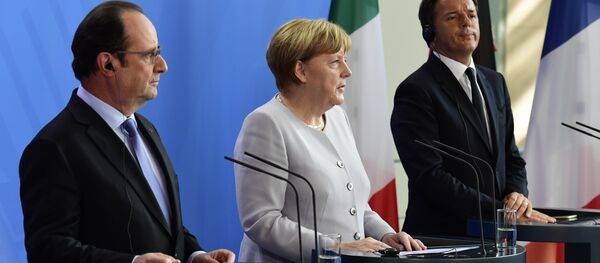 Матео Ренци. Франсуа Олланд и Ангела Меркель Матео Ренци. Франсуа Олланд и Ангела Меркель - Sputnik Литва