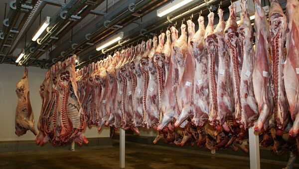 Мясо, говядина на скотобойне, архивное фото - Sputnik Литва