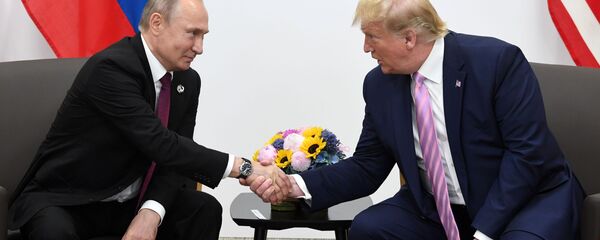 Встреча президента РФ Владимира Путина и президента США Дональда Трампа  на саммите G20, архивное фото - Sputnik Литва