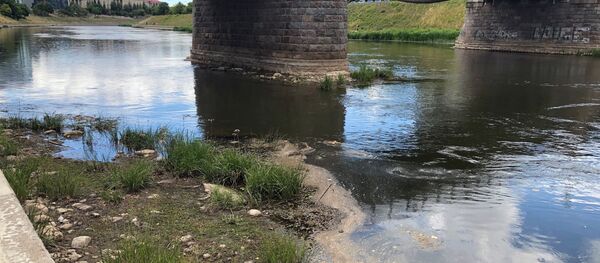 Обмелевшая река Нерис в Вильнюсе, 3 июля 2019 года - Sputnik Литва