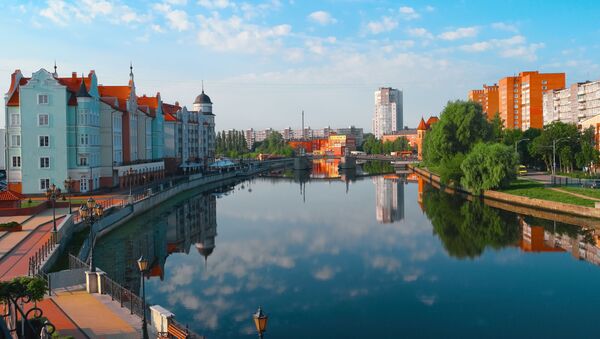 Вид города Калининграда, река Преголь, архивное фото - Sputnik Литва