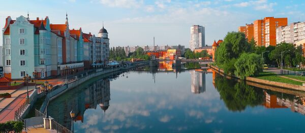 Вид города Калининграда, река Преголь, архивное фото Вид города Калининграда, река Преголь, архивное фото - Sputnik Литва