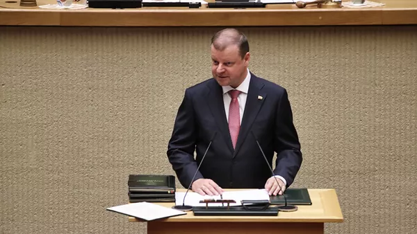 Premjeras Saulius Skvernelis inauguracijos metu, liepos 12 d.