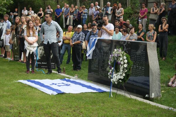 Мемориальный камень на месте расстрела евреев в Молетай Мемориальный камень на месте расстрела евреев в Молетай - Sputnik Литва