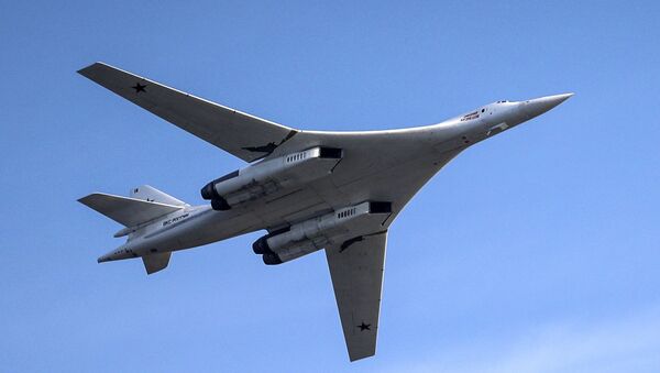 Самолет Ту-160 во время авиашоу, архивное фото - Sputnik Литва