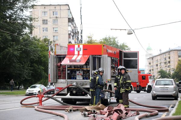 Drono pagalba buvo nufilmuotas gaisras kilęs Maskvos centre Drono pagalba buvo nufilmuotas gaisras kilęs Maskvos centre - Sputnik Lietuva