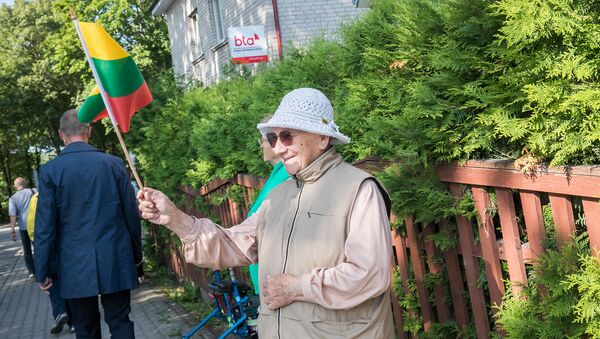 Пенсионерка с флагом Литвы, архивное фото - Sputnik Lietuva