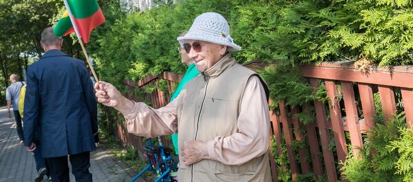 Пенсионерка с флагом Литвы, архивное фото Пенсионерка с флагом Литвы, архивное фото - Sputnik Lietuva